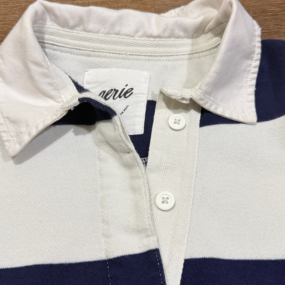 Aerie Navy and White Striped Rugby Polo - Picture 5 of 8
